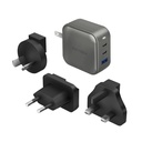 Energea Travelworld Gan66, 2C1A PD/Pps/Qc3.0 Wall Charger,66W (US+UK+Eu+Au) - Gun