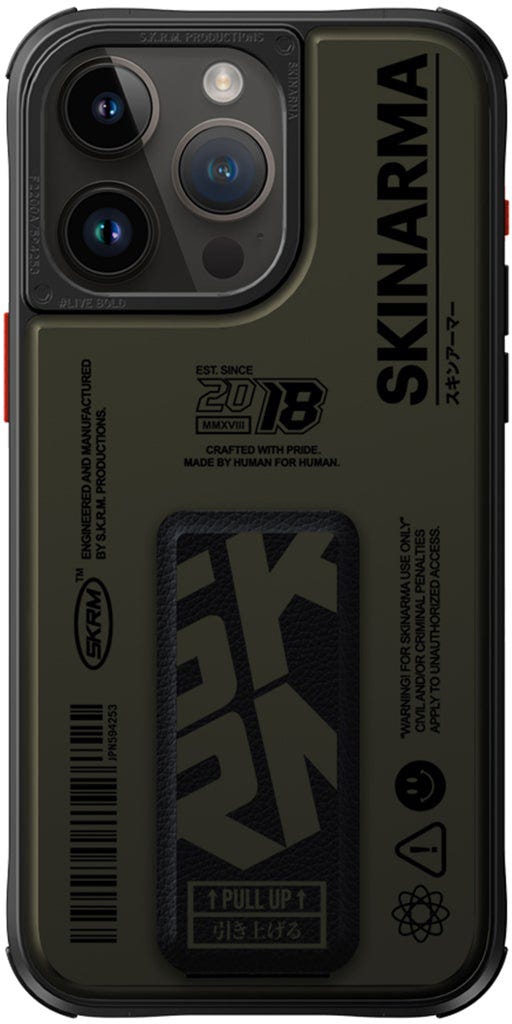 Skinarma Iphone 15 Pro 6.1 (2023) Spunk (Mag-Charge + Grip-Stand)Pewter Green