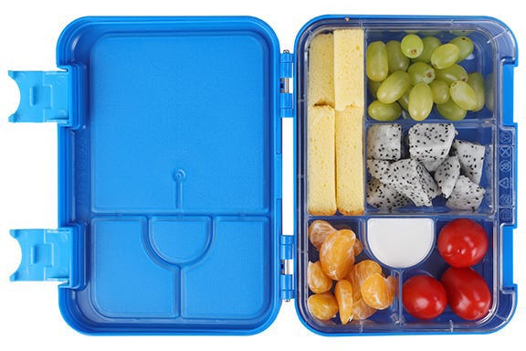 Bonjour Snax Box Bento Mini Lunch Box 6/4 Compartments (Blue Monster Truck)