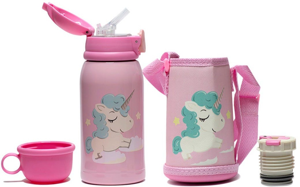 Water Bottle Insulated,450ML, Bonjour STD Sip Box - Pink Unicorn