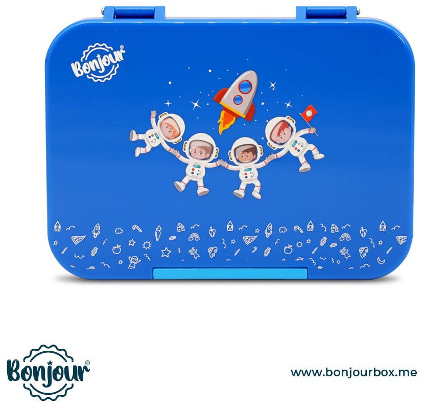 Snax Box Bonjour Bento Mini Lunch Box, 6/4 CMPT, Spaceman 2022