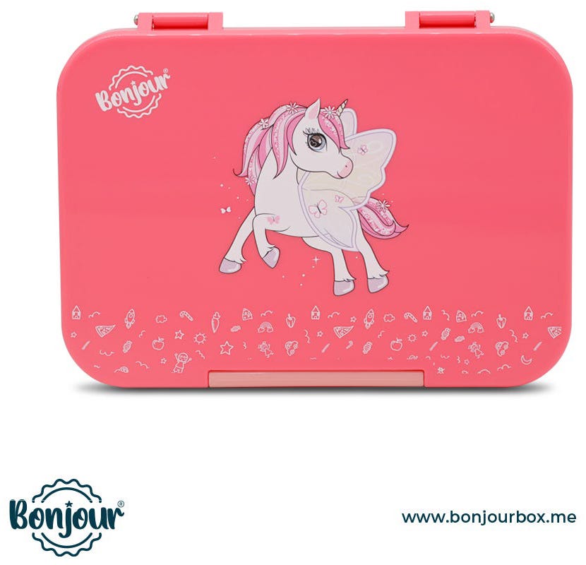 Snax Box Bonjour Bento Mini Lunch Box, 6/4 CMPT, Unicorn 2022