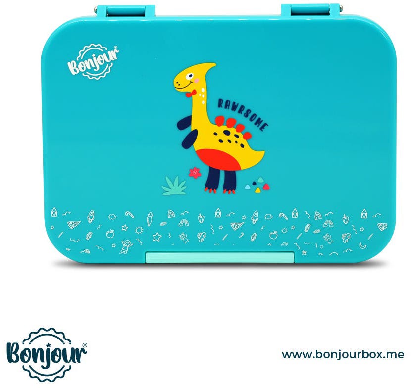 Snax Box Bonjour Bento Mini Lunch Box, 6/4 CMPT, Dino 2022