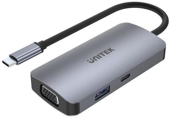 Unitek 5-In-1 USB 3.1 Type-C Hub With Mst ( USB3.0 + 2*HDMI +VGA + Pd 100W) Space Grey (Repla