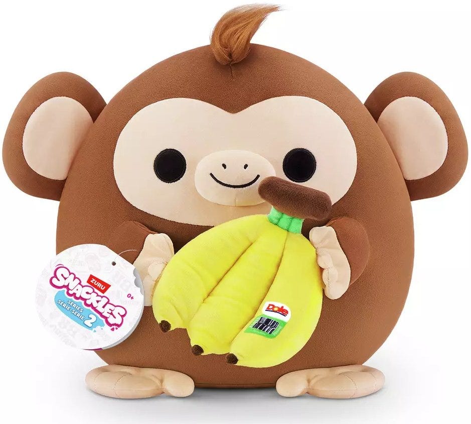 Snackles - Plush 14" Monkey & Dole (Banana)- S2