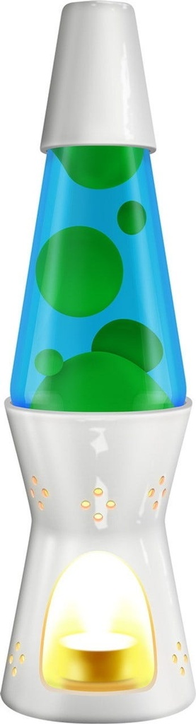 11.5" LAVA CANDLE LAMP GLOSS WHITE/YL/BLUE
