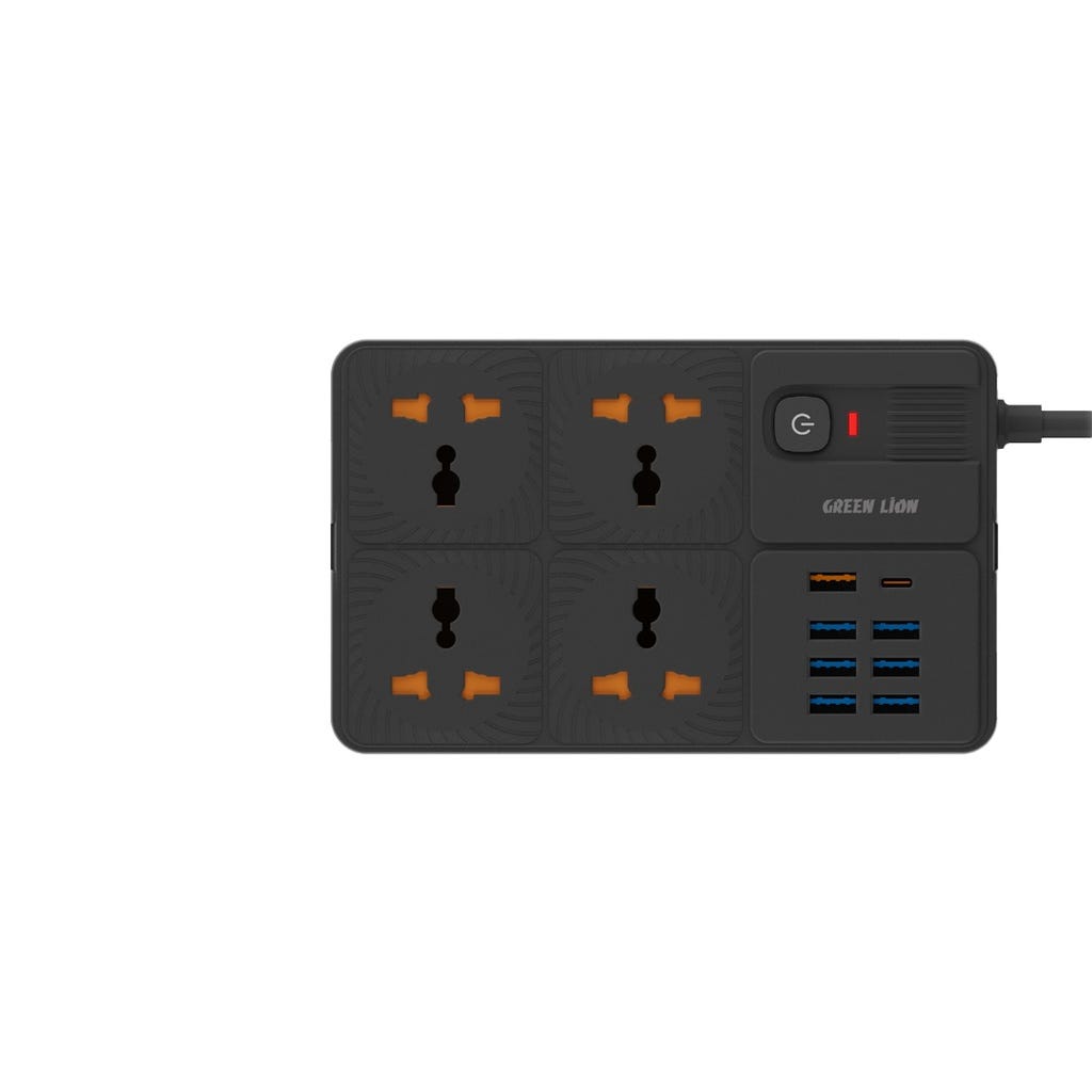 Green Lion Power Socket 7 USB-A Port & 1 PD Port Black