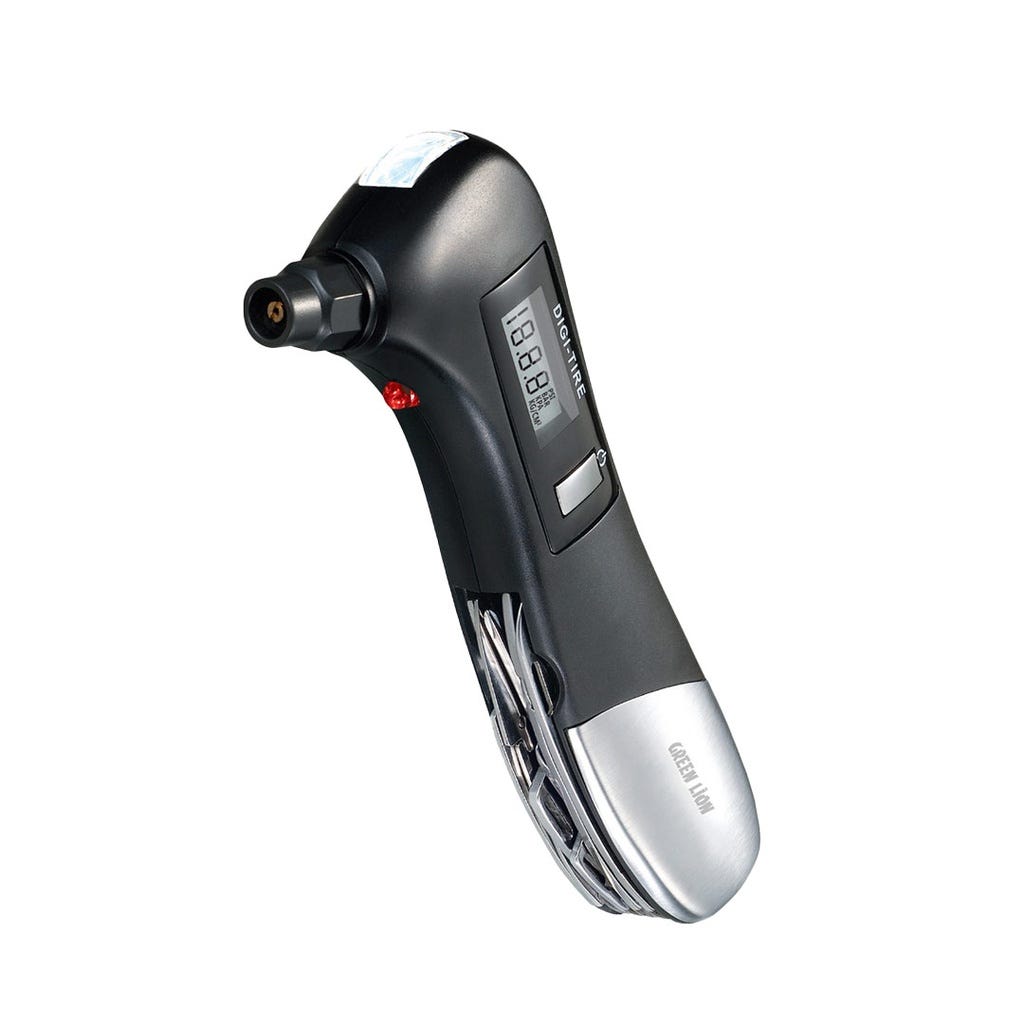 Green Lion Digital Tire Pressure Gauge 9 In 1 Rescue Tool Black