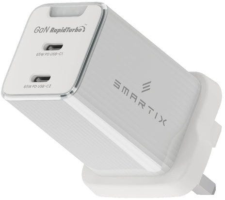 Smartix Premium Compact UK Wall Adaptor 65W GaN White