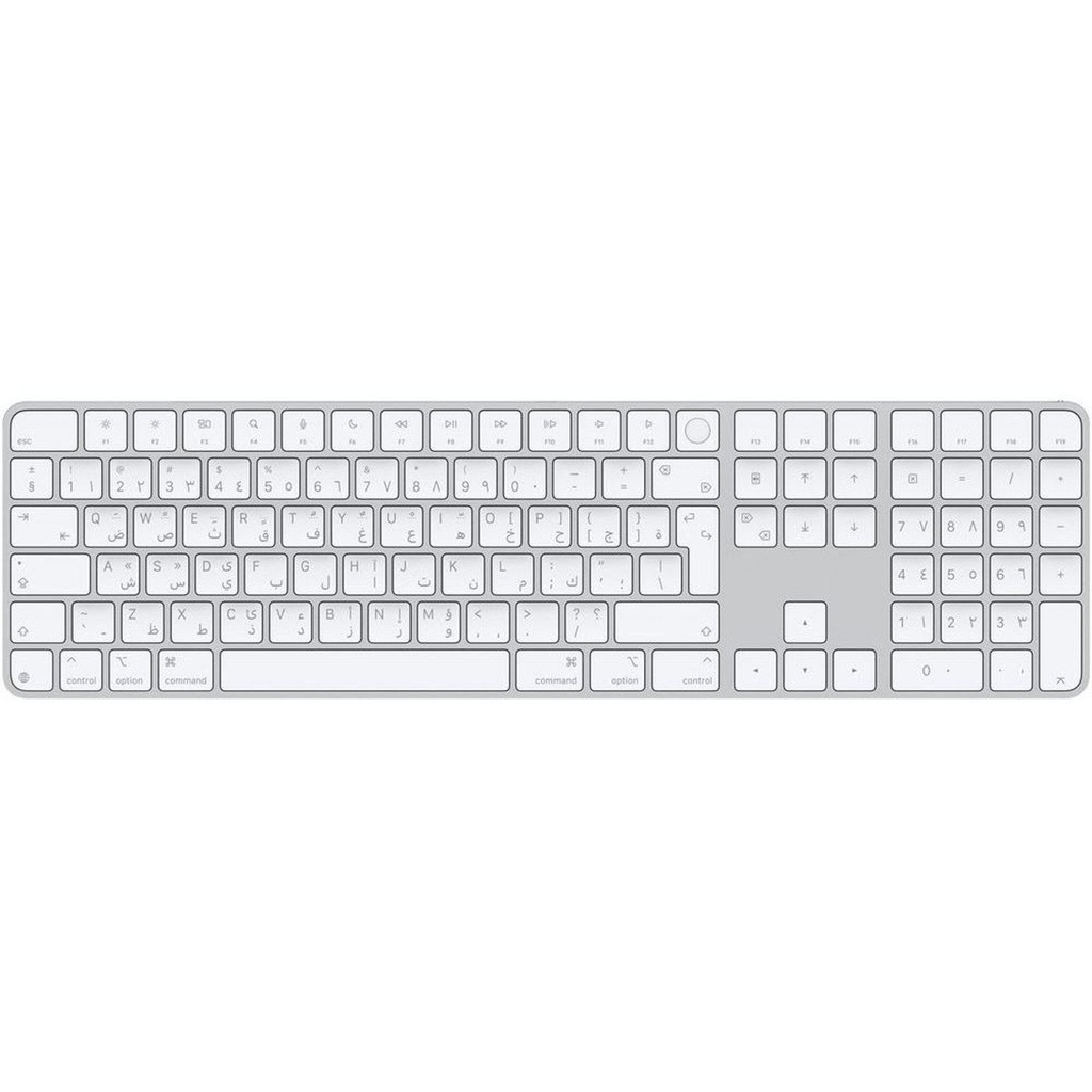 Apple Magic Keyboard With Touch Id And Numeric Keypad For Mac Models With Apple Silicon White - Arabic