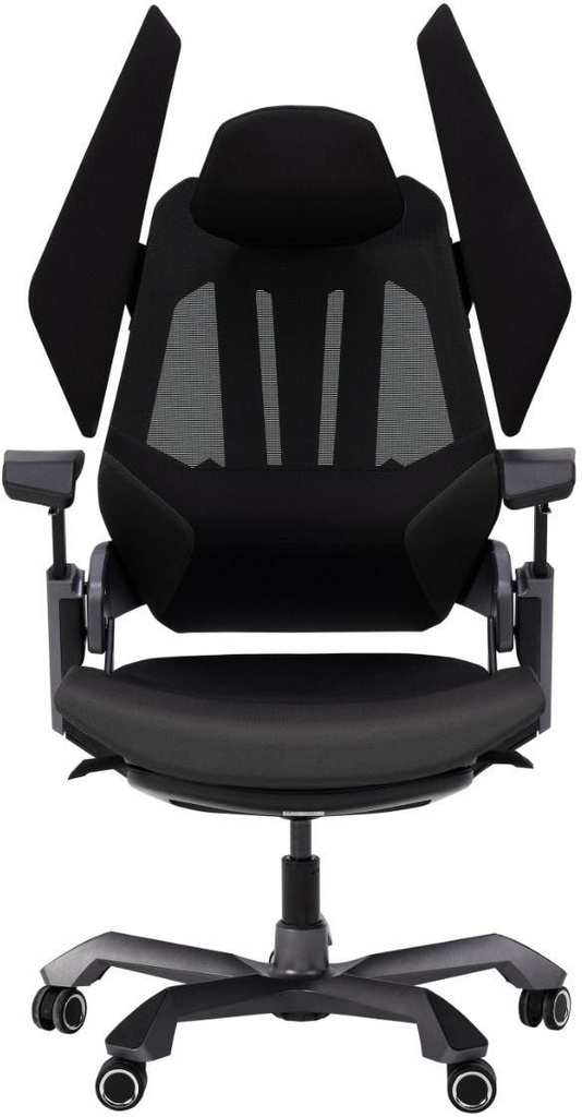 GamerTek Final Boss Gaming Chair – Black & Gray, Fabric & Mesh, Dual Lumbar Support, Adjustable Armrests