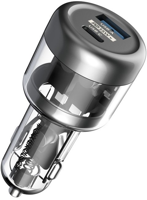Powerology Dual Output Crystalline Series Car Charger Transparent