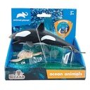 2 pcs killer whale and turtle in open touch box