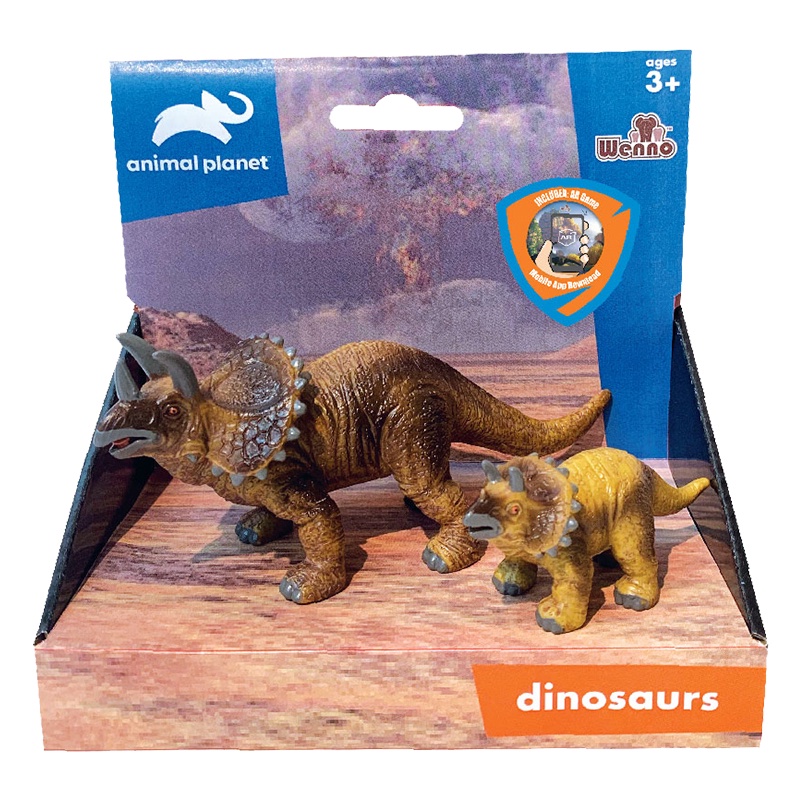 2 pcs Triceratops in open touch box