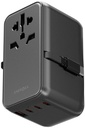 Energea Travelworld Adapter Gan85 With 80Cm Type-C Cable, 3C1A - Gunmetal Black
