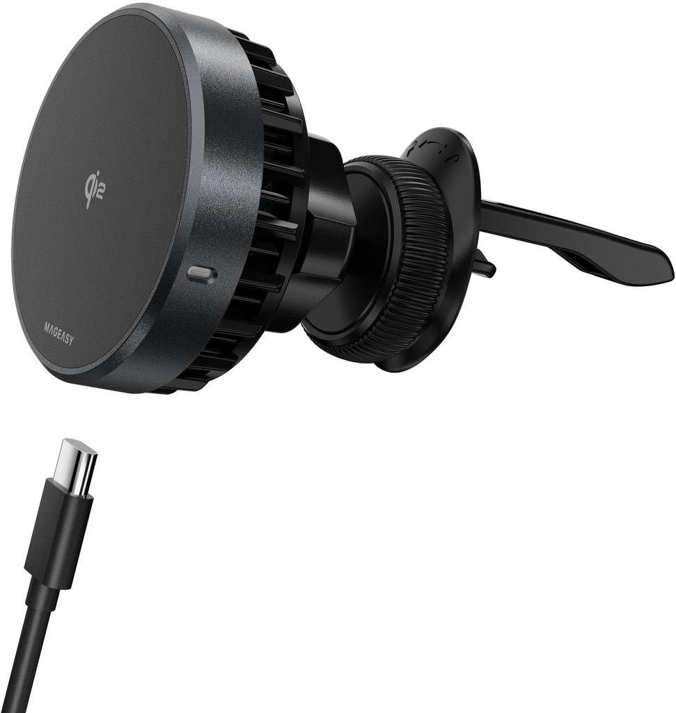 MagEasy MagMount Smart Cooling Car Charger with Qi2-Space Gray