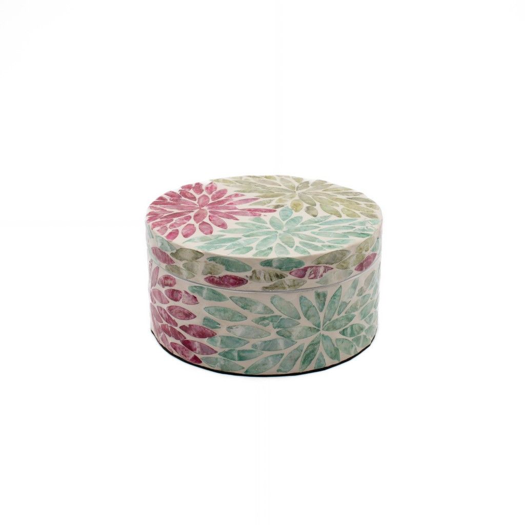 Mother of Pearl Box  Three Color - D 18 x H 9 cm