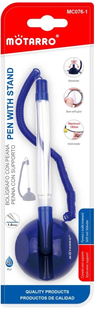 Pen Countertop Stand Single Hole With Chain 1.0 mm    Blue