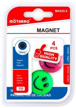 Signal Magnetic with Smile face     Round  30 mm  Assorted Set of 4 pcs