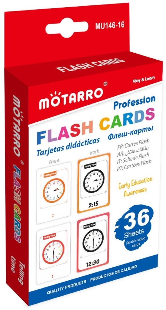 Learning Flash Card Telling Time Set 36 Cards
