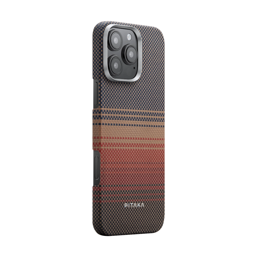 Pitaka Tactile Woven Case For Iphone 16 Pro-Red/Gold