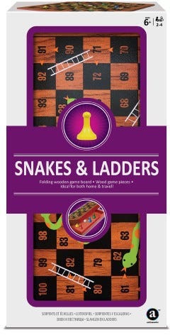 Folding Wood Snakes & Ladders Set 