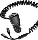 Porodo 95W Car Charger Transparent with Coiled Cable ,Black