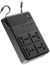Powerology 2500W 4 AC Power Strip With Built-In Retractable Cables , Black