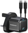 Powerology Ultra-Compact GaN Charger With USB-C To Lightning Cable 1.2m/4ft , Black