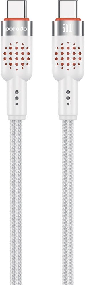 Porodo USB-C to  USB-C Aluminum Braided Cable ,White