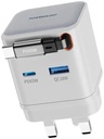 Powerology Dual Port | Retractable GaN Charger , White
