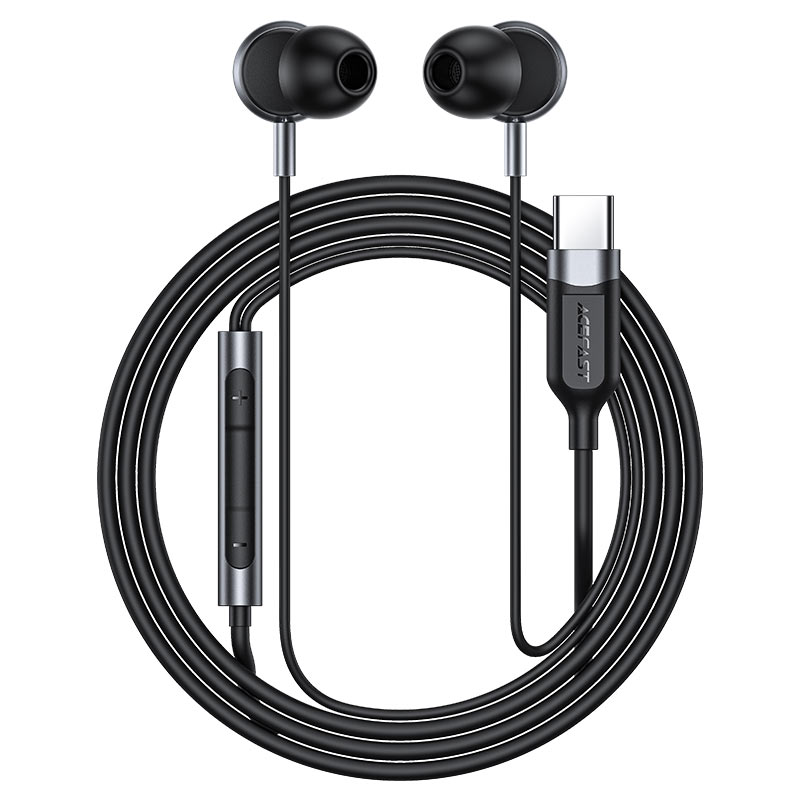 Acefast L6 USB-C in-ear wired earphones with mic, Black 