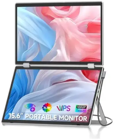 V2Com 15.6" Folding Portable Monitor For Laptop - M2, Silver 