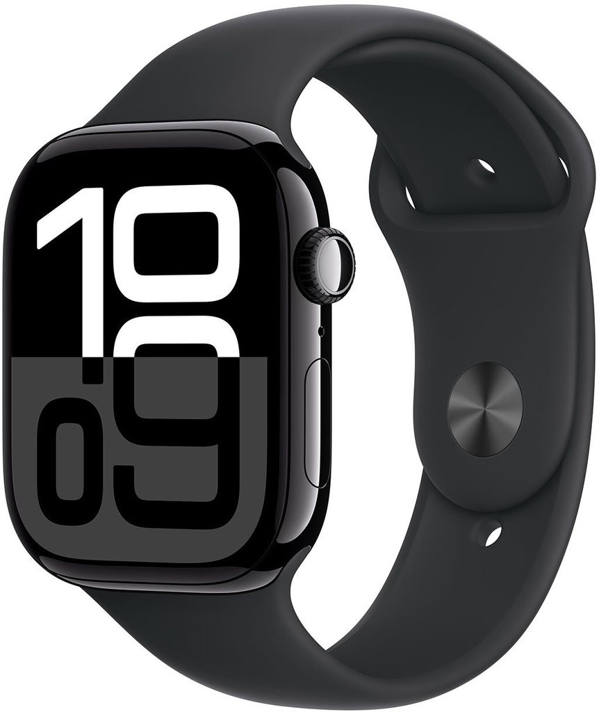 Apple Watch Series 10 GPS 42mm Jet Black Aluminium Case with Black Sport Band - S/M