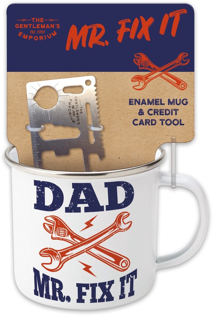 Enamel Mug & Credit Card Diy Tool - Gent'S Emporium Dad Mr Fix It