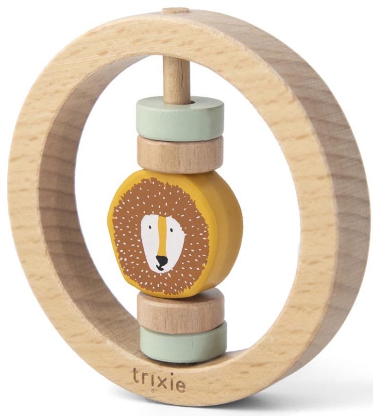 Wooden round rattle - Mr. Lion