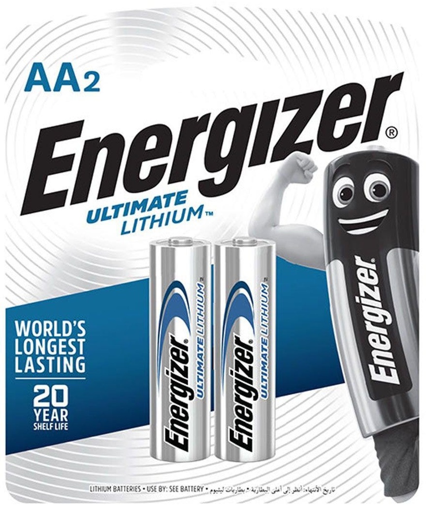 Energizer Ultimate Lithium AA Batteries 2 Pieces Pack