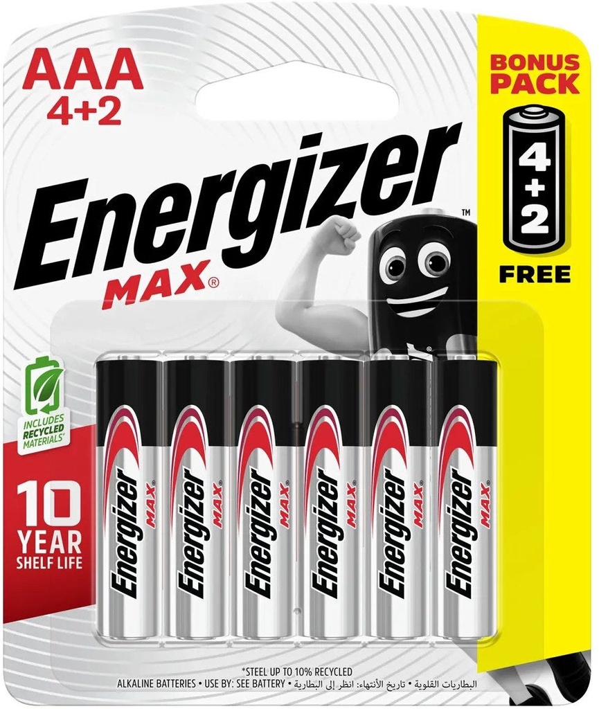 Energizer Battery Max Alk AAA Bp 4+2 