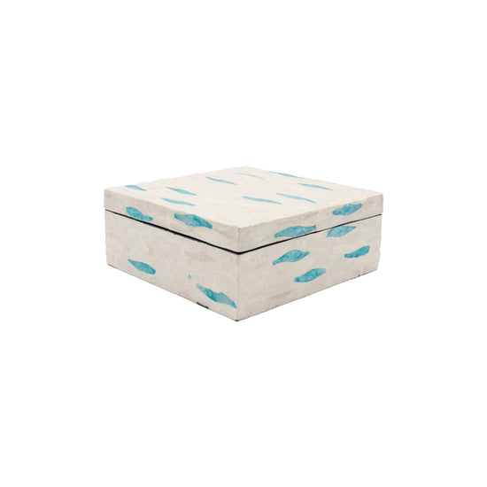 Mother of Pearl Box 20 x 20 x 8 cm White/Blue