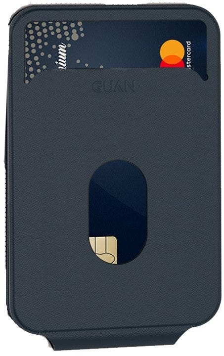 Guan Mag-Wallet Stand&Grip With Metal Ring ,Navy