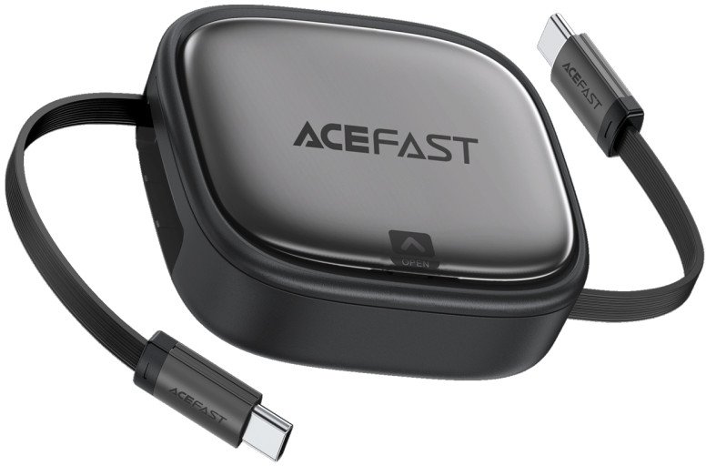 Acefast J3 multifunctional travel set with retractable charging data cable, Black