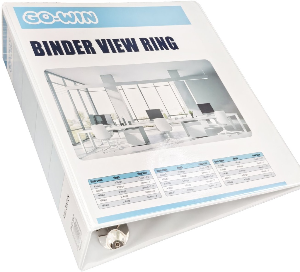 Binder View Ring 4 D, A4 Plastic/Pressboard 2.5" Ring/4" Spine White