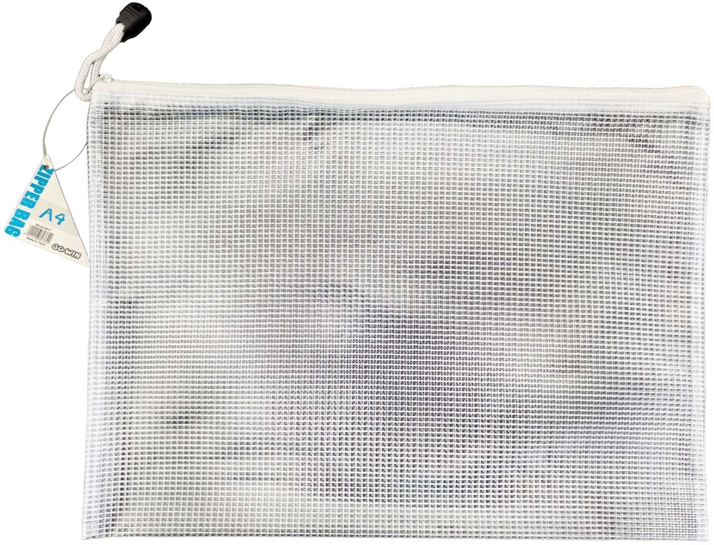 Bag Zipper PVC A4 340X250mm Translucent Mesh White