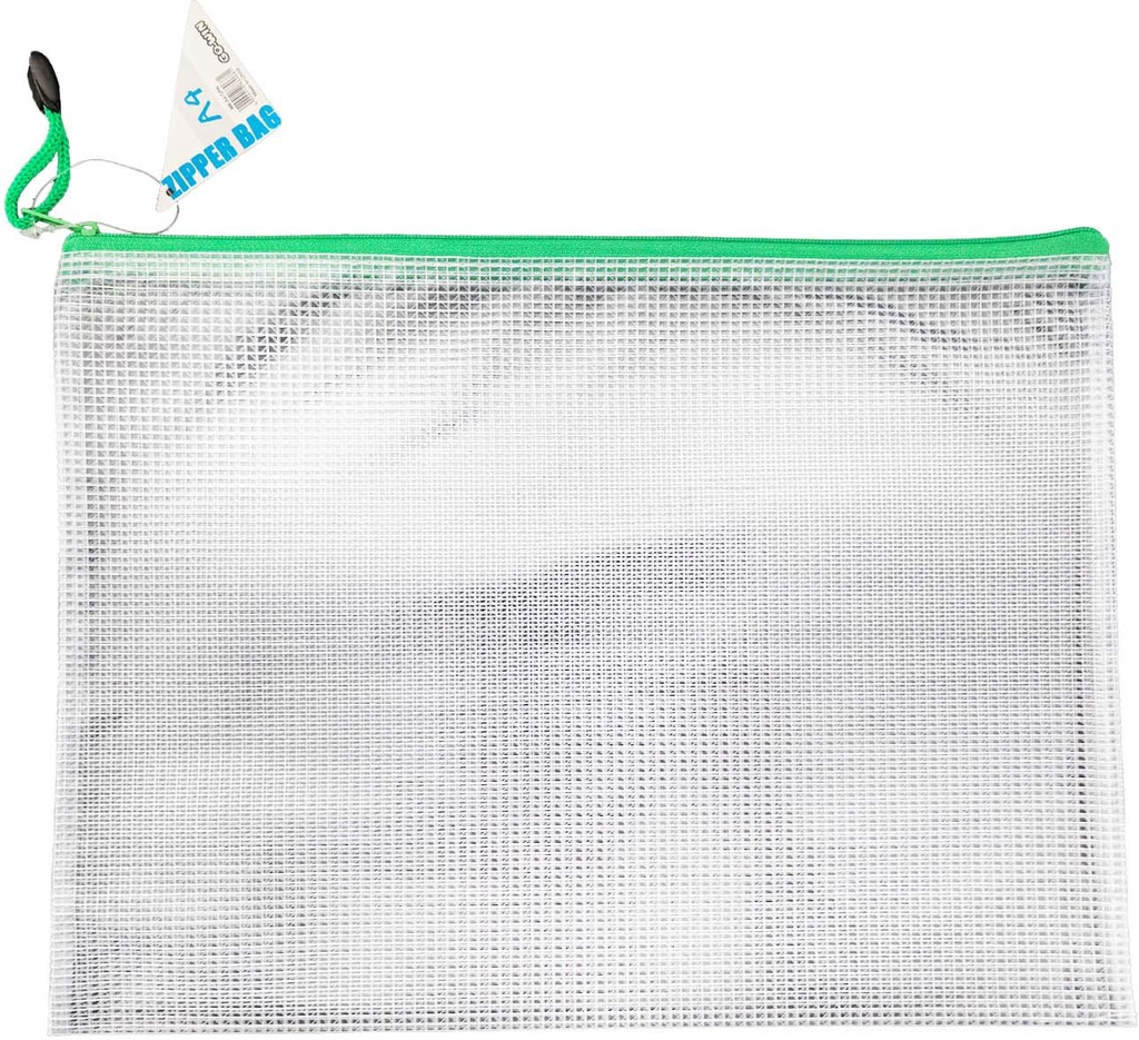 Bag Zipper PVC A4 340X250mm Translucent Mesh Green