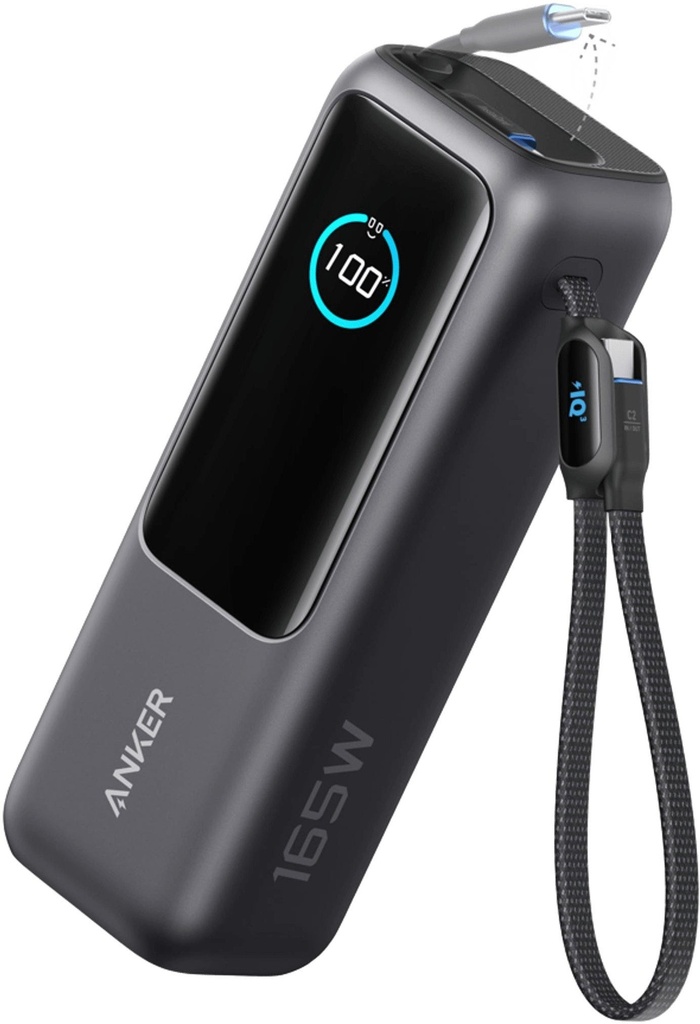 Anker A1695H11 Zolo Power Bank (25K, 165W, Built-In Usb-C And Retractable Cable)
