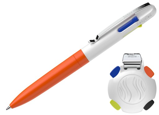 Ballpoint Pen Take 4 Neon Neon Orange-White, Take 4 Refill M Black, Blue, N. Yellow, N. Orange