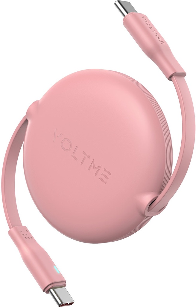 Voltme Powerlink Yoyo Cable 5A 1.0M Retractable (Dual-Way Retractable Cable) Type C To Type C 100W Pink