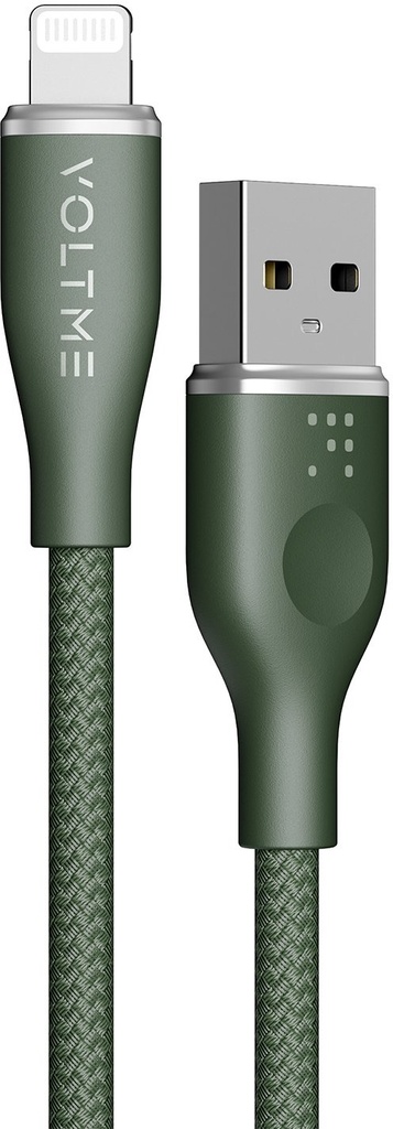 Voltme Powerlink Rugg Double Nylon Cable USB A to Lightning 3A / 1.2M Zinc-Alloy Connector GREEN 