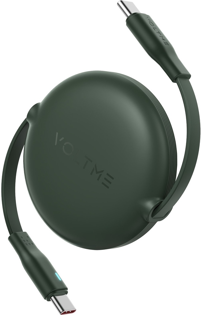 Voltme Powerlink YoYo Cable 3A 1.0M Retractable (Dual-Way Retractable Cable) Type C to Type C 60W England GREEN 