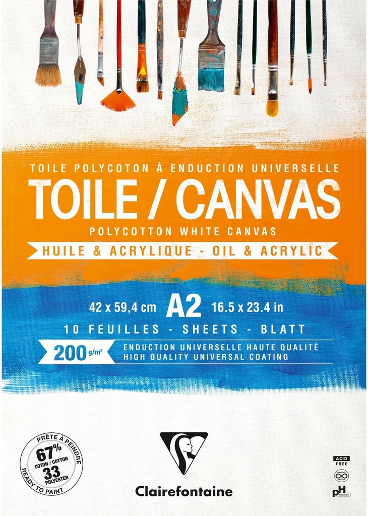 Canvas Pad A2 10 Sh 200G White Polycotton - Cosmos 